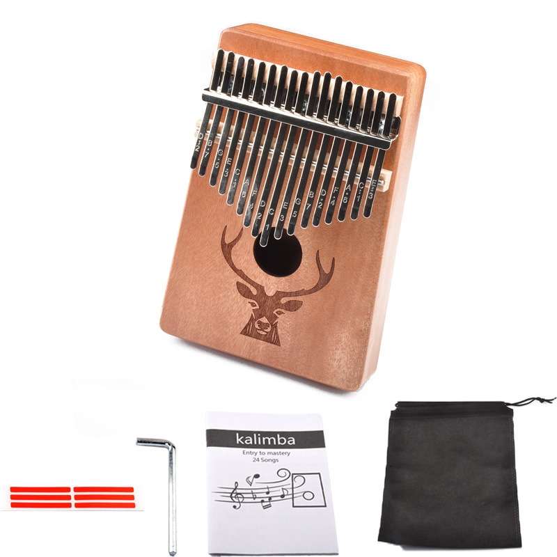 17-Tone Beginner Finger Piano Deer Head Kalimba Thumb Piano(Retro Kit)