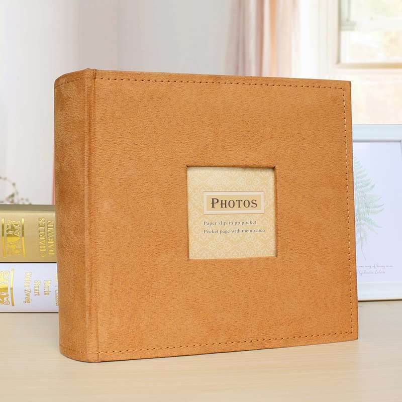 6 Inch 200 Sheets Flannel Retro Photo Album Interstitial Photo Storage Book(Green)