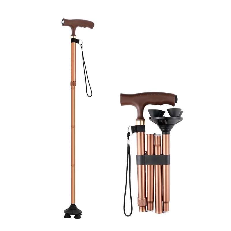 TBS-009 Four-Legged Folding Elderly Crutches Aluminum Alloy Light And Multifunctional Non-Slip Crutc