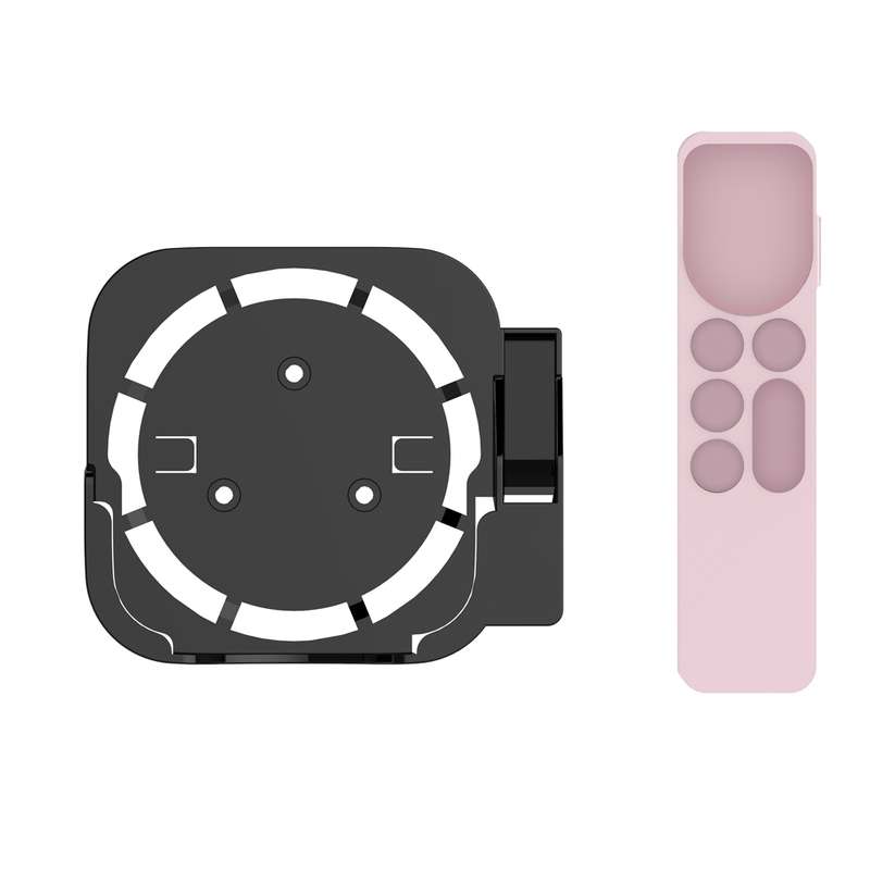 JV06T Set Top Box Bracket + Remote Control Protective Case Set for Apple TV(White + Black)