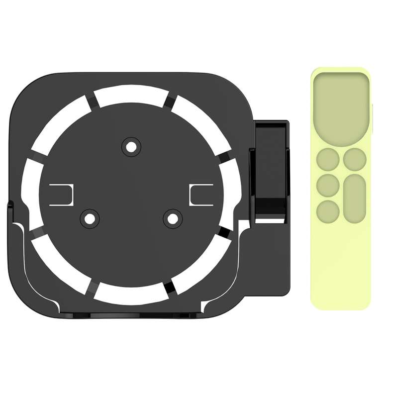 JV06T Set Top Box Bracket + Remote Control Protective Case Set for Apple TV(White + Black)