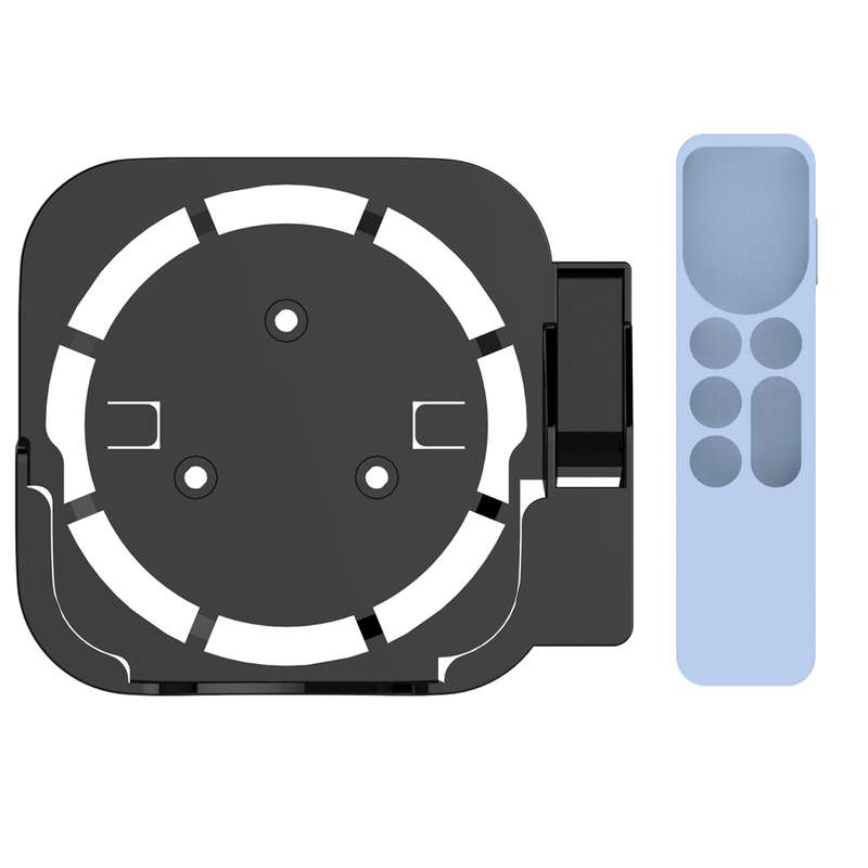 JV06T Set Top Box Bracket + Remote Control Protective Case Set for Apple TV(White + Black)