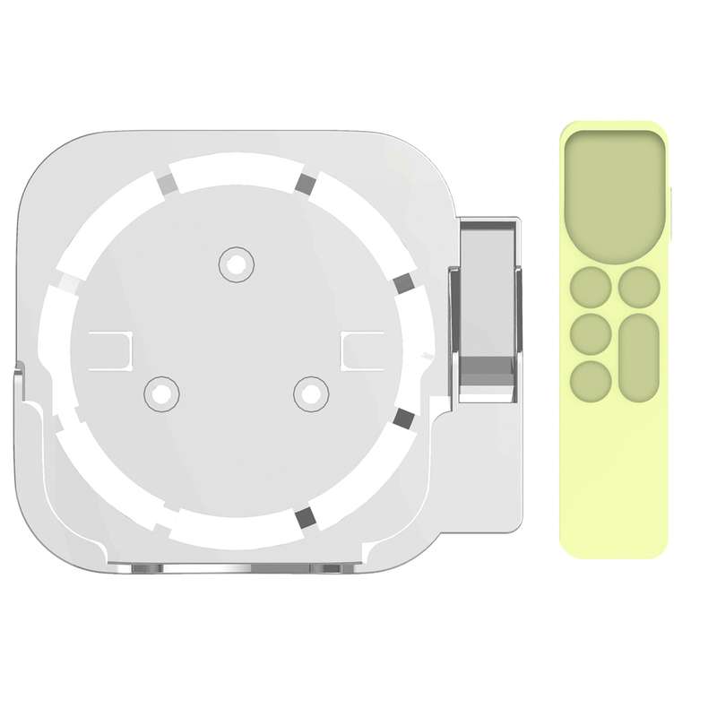 JV06T Set Top Box Bracket + Remote Control Protective Case Set for Apple TV(White + Black)
