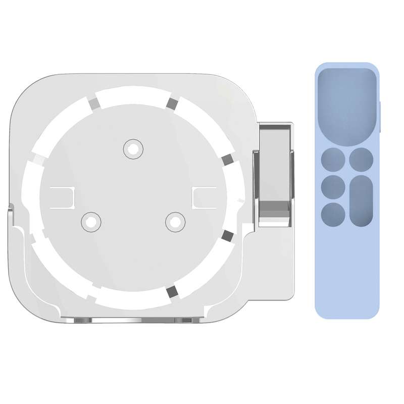 JV06T Set Top Box Bracket + Remote Control Protective Case Set for Apple TV(White + Black)