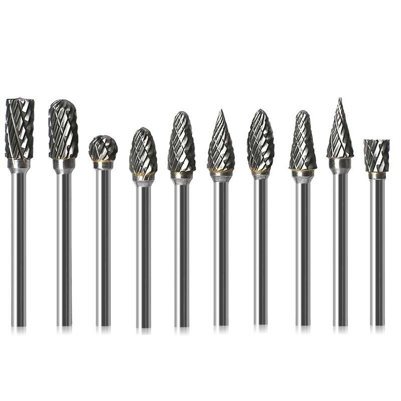 10 PCS / Set Hard Alloy Tungsten Steel Grinding Head Double Pattern Rotating Milling Cutter Head Roo
