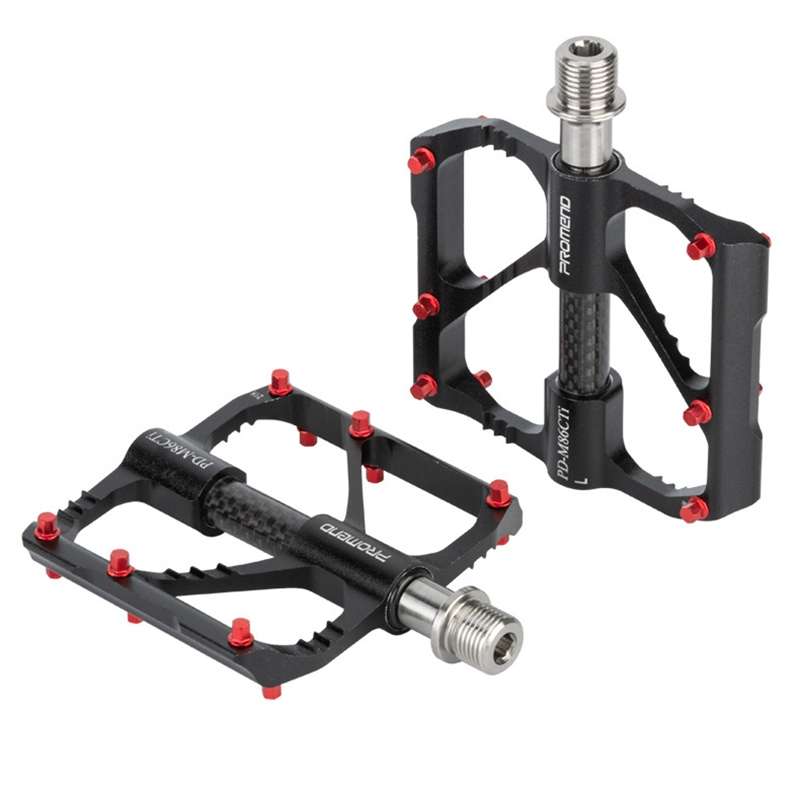 1 Pair PROMEND Titanium Axle Carbon Tube Bicycle Pedal Mountain Bike Road Bike 3 Palin Pedal PD-M86C