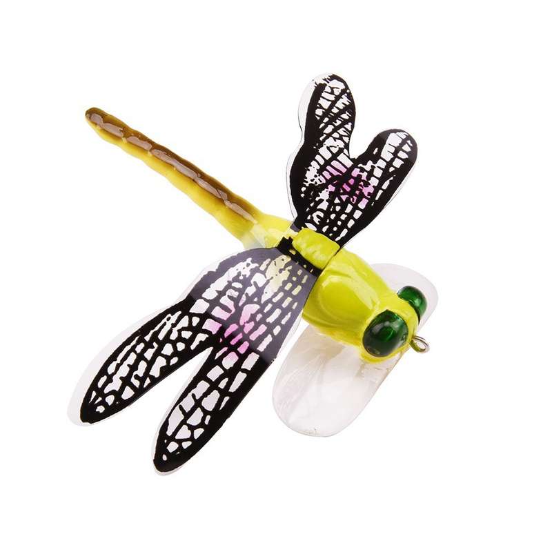 QT01 7cm / 6g Flying Fishing Bait Long Hook Bionic Dragonfly Bait(D (Orange))