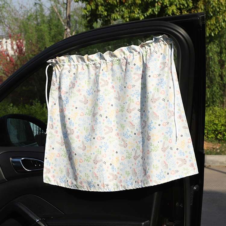 Car Curtains Cotton Car Suction Cup Sunshade Sun Protection Thermal Curtain(Blue Flower)