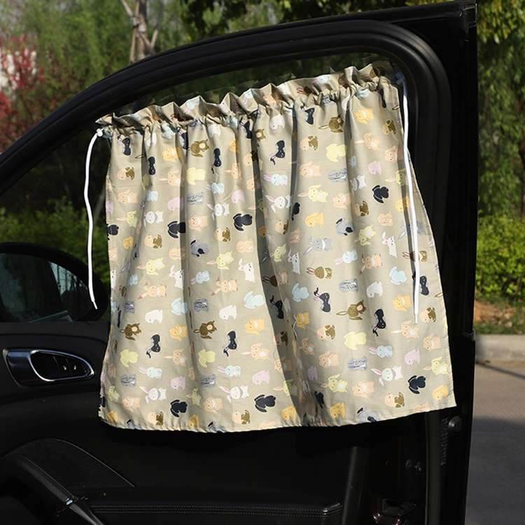 Car Curtains Cotton Car Suction Cup Sunshade Sun Protection Thermal Curtain(Blue Flower)
