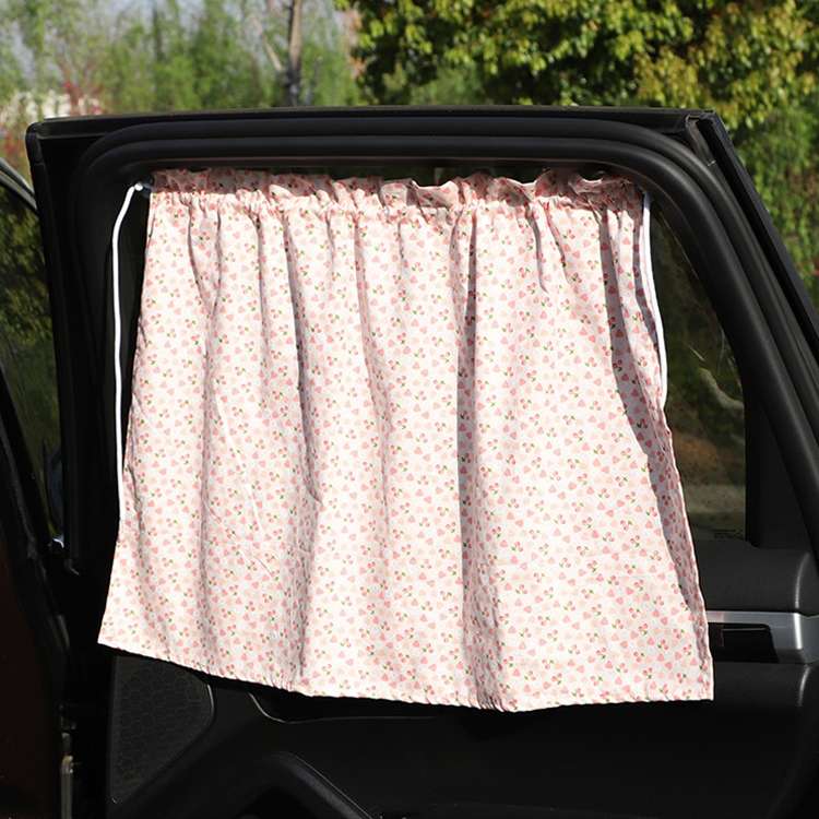 Car Curtains Cotton Car Suction Cup Sunshade Sun Protection Thermal Curtain(Blue Flower)