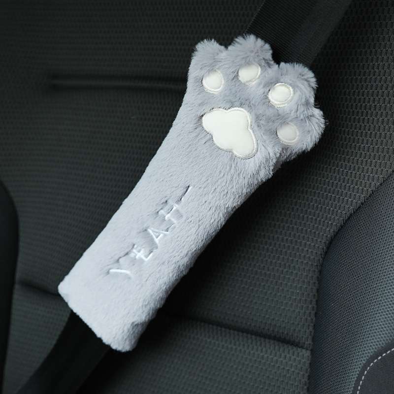 Car Plush Head Pillow Cat Claw Car Neck Pillow Car Female Decorative Supplies, Colour: Gray Shoulder