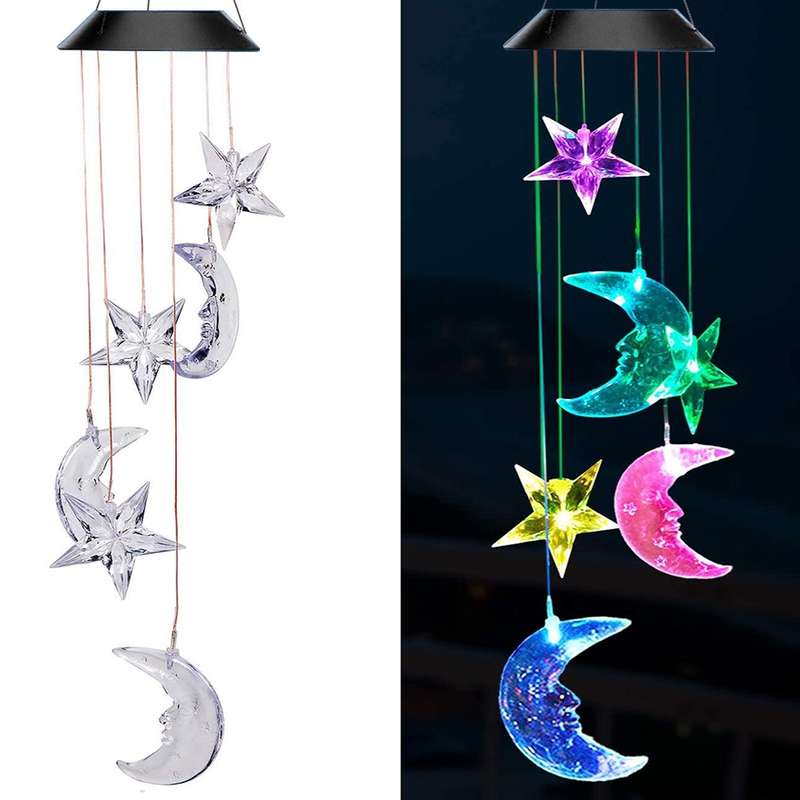 Outdoor Colorful LED Solar Wind Chime Light Garden Park Decorative Waterproof Light(Black Shell Sun)