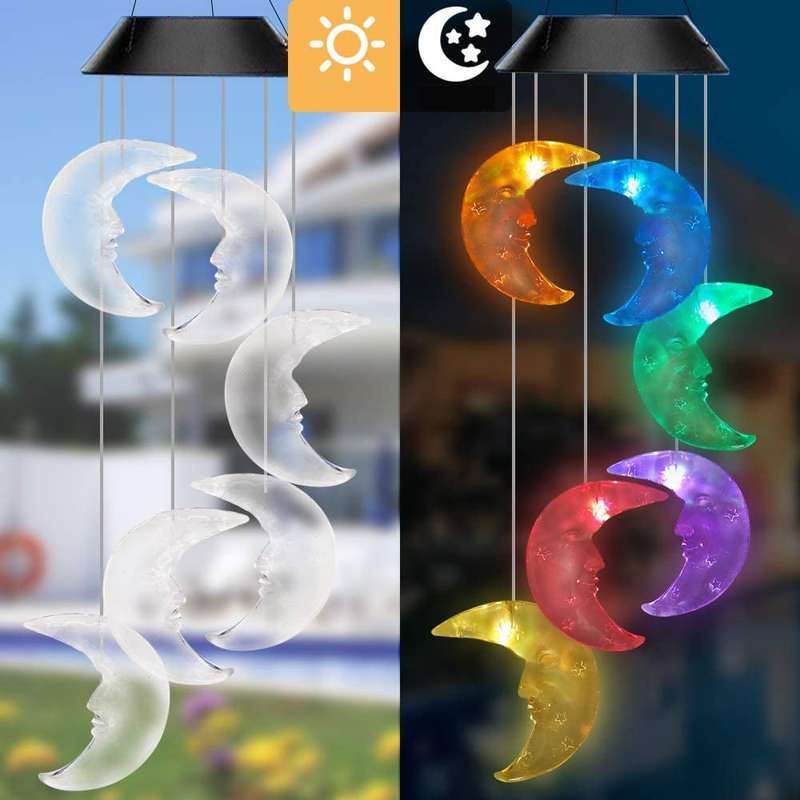 Outdoor Colorful LED Solar Wind Chime Light Garden Park Decorative Waterproof Light(Black Shell Sun)