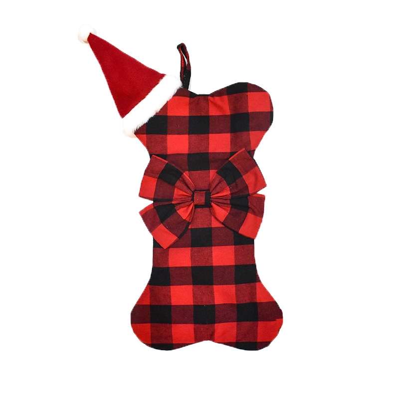 Home Christmas Decoration Pendant Children Candy Gift Bag(Black White Grid)