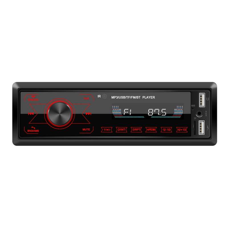 A2818 Car Bluetooth Speakerphone Car MP3 Player Function Touch Double U Disk Colorful Lights Radio,