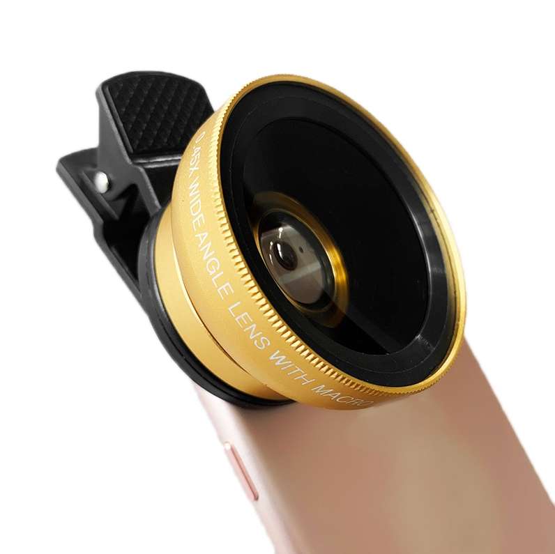 2 PCS 0.45X Ultra-Wide-Angle Macro Combination Mobile Phone External Lens With Clip(Black)