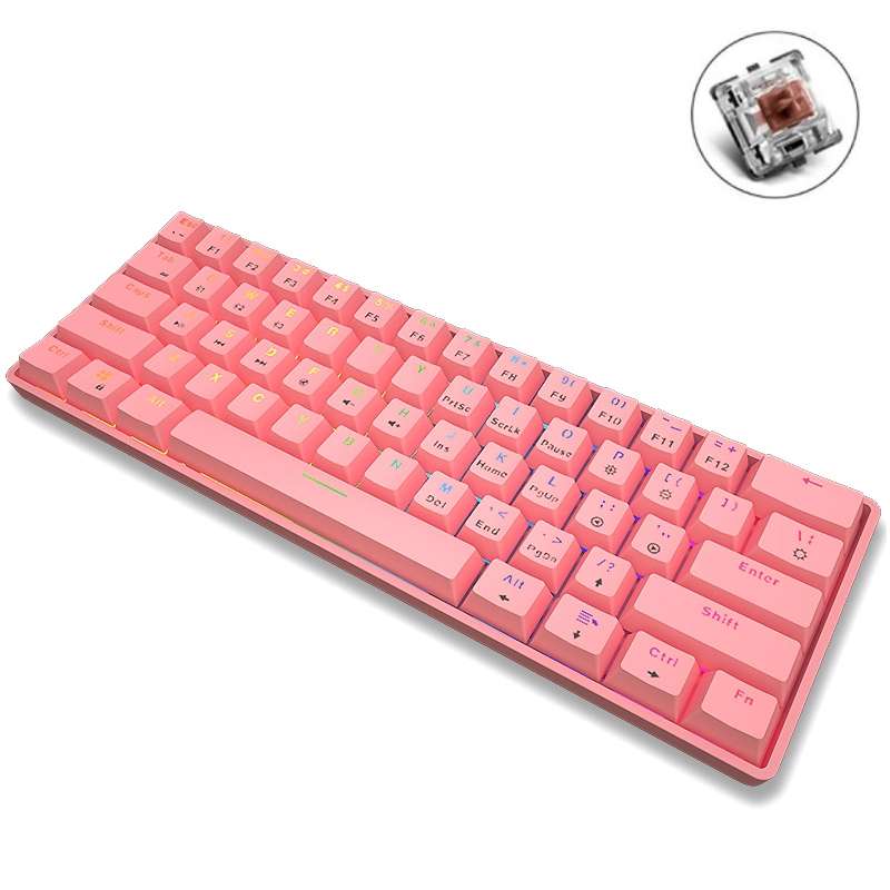 LEAVEN K28 61 Keys Gaming Office Computer RGB Wireless Bluetooth + Wired Dual Mode Mechanical Keyboa