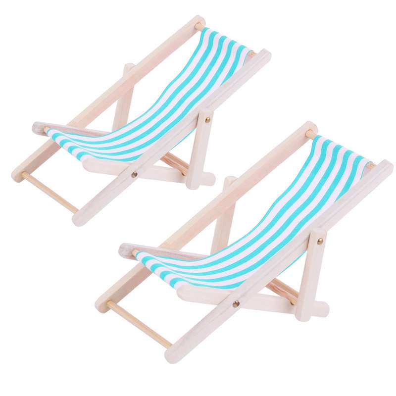 2 PCS 1:12 Beach Lounge Chair Simulation Model Outdoor Beach Scene Shooting Props Can Be Folded(Red)