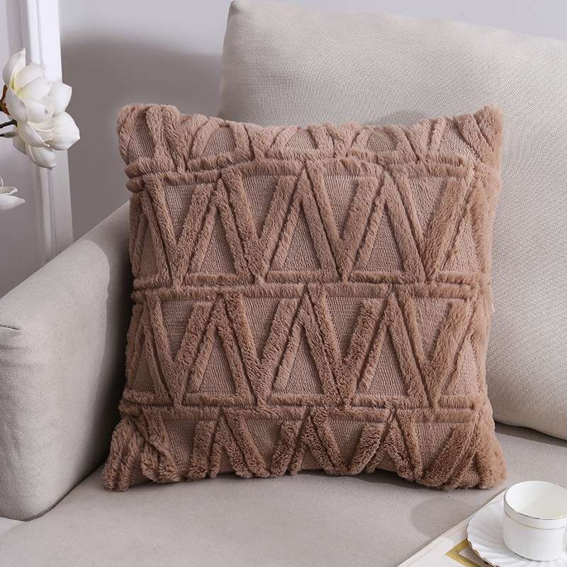 Double-Sided Plush Pillow Home Sofa Cushion Pillowcase, Size: 45x45cm Without Core(White Riling)