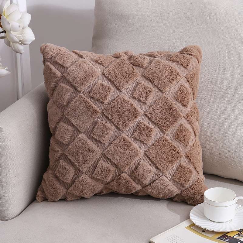 Double-Sided Plush Pillow Home Sofa Cushion Pillowcase, Size: 45x45cm Without Core(White Riling)