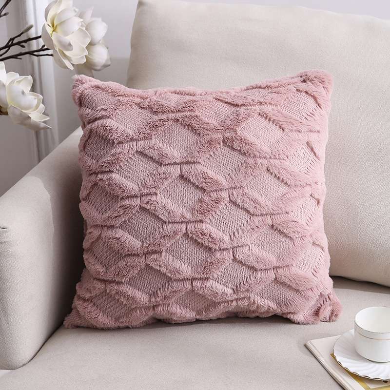 Double-Sided Plush Pillow Home Sofa Cushion Pillowcase, Size: 45x45cm Without Core(White Riling)