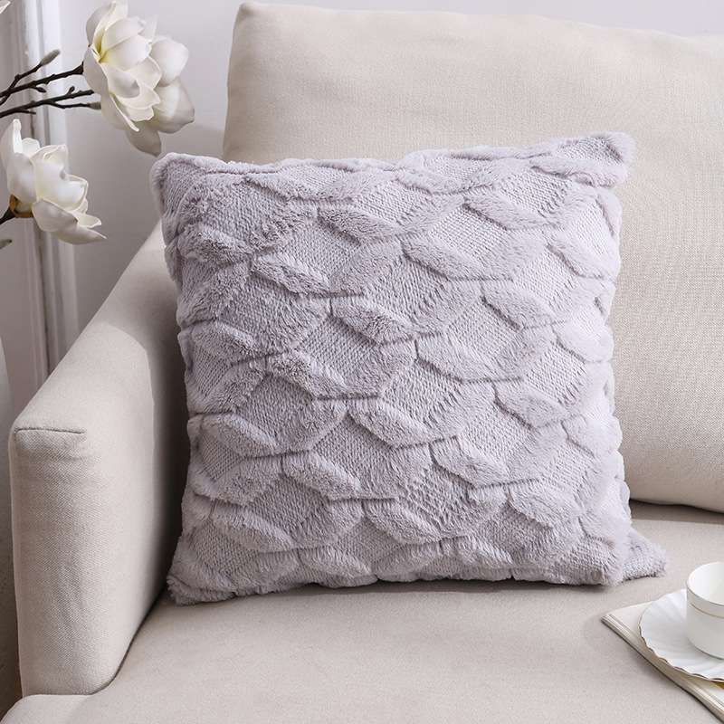 Double-Sided Plush Pillow Home Sofa Cushion Pillowcase, Size: 45x45cm Without Core(White Riling)