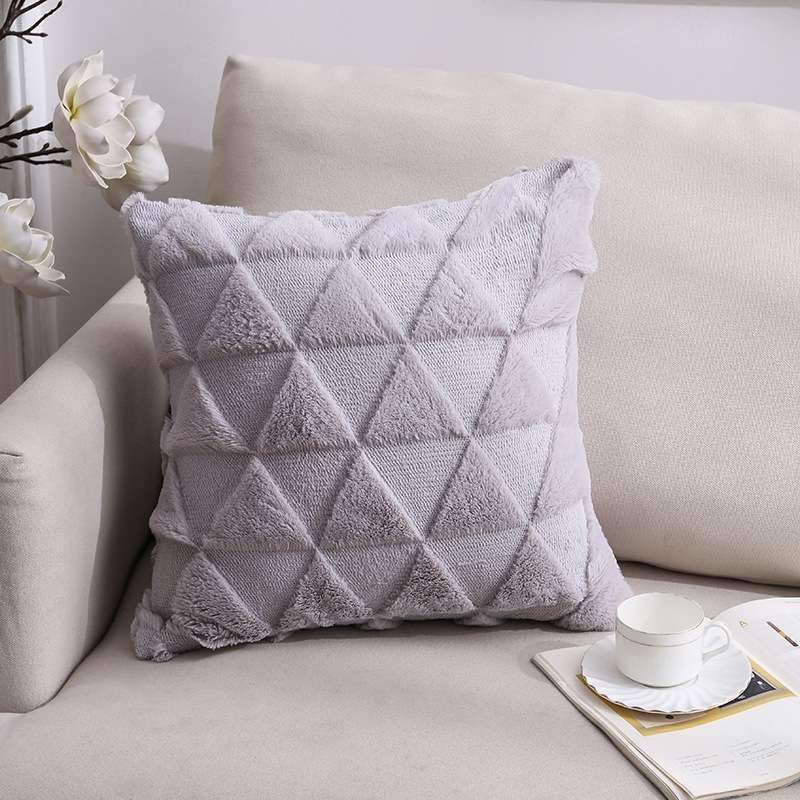 Double-Sided Plush Pillow Home Sofa Cushion Pillowcase, Size: 45x45cm Without Core(White Riling)