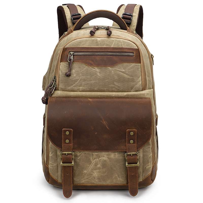 K813 Retro SLR Camera Bag Canvas Shoulder Computer Camera Bag(Grey)
