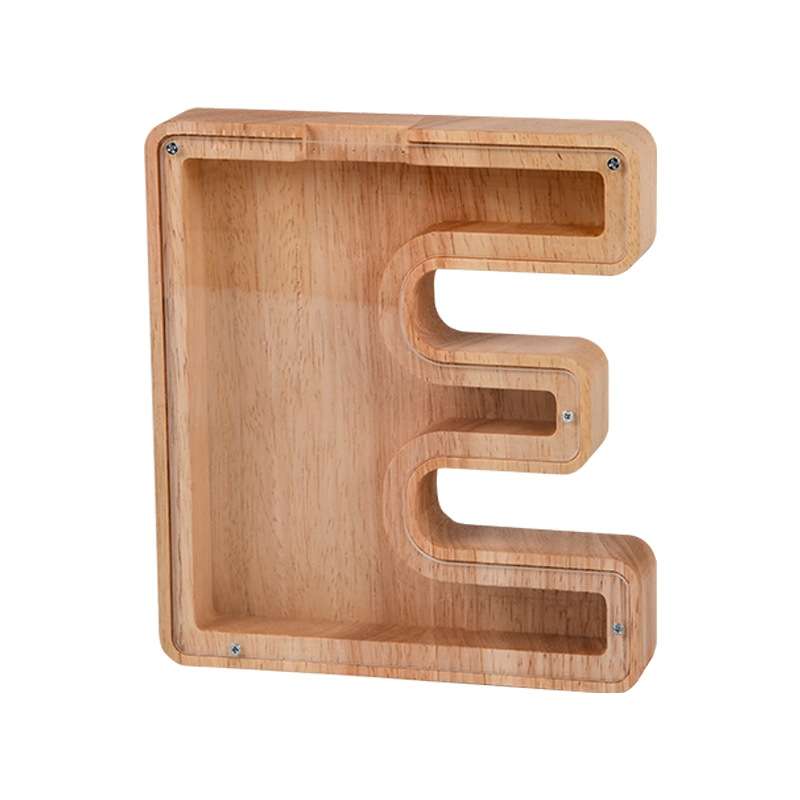 Wooden English Alphabet Piggy Bank Transparent Acrylic Piggy Bank(M)
