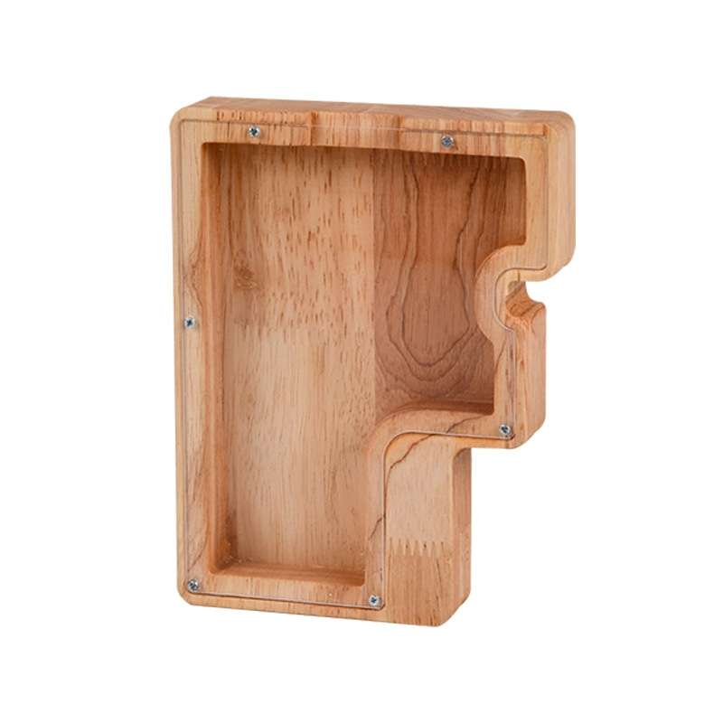 Wooden English Alphabet Piggy Bank Transparent Acrylic Piggy Bank(M)