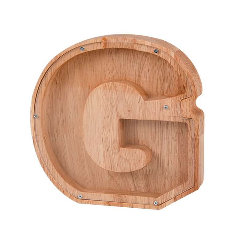 Wooden English Alphabet Piggy Bank Transparent Acrylic Piggy Bank(M)