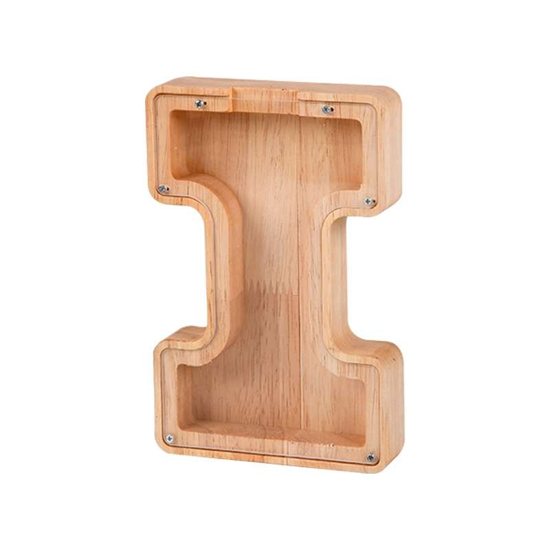 Wooden English Alphabet Piggy Bank Transparent Acrylic Piggy Bank(M)