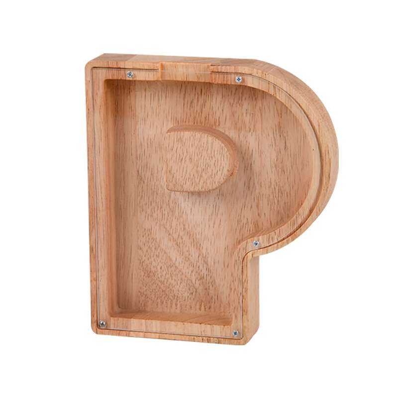 Wooden English Alphabet Piggy Bank Transparent Acrylic Piggy Bank(M)