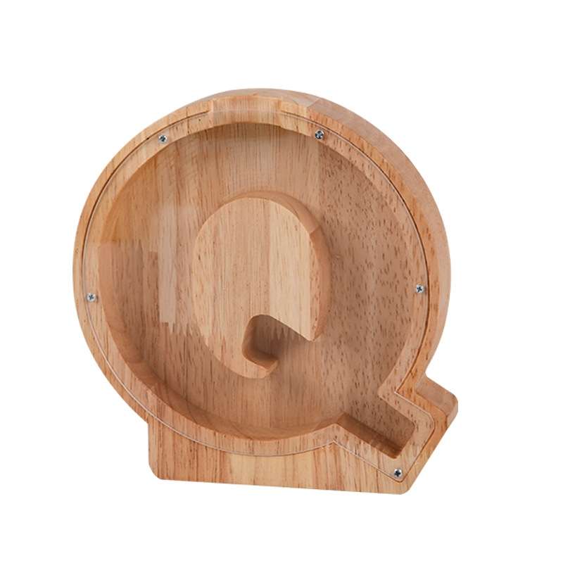 Wooden English Alphabet Piggy Bank Transparent Acrylic Piggy Bank(M)