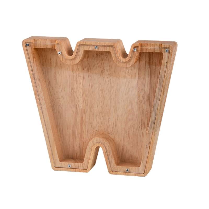 Wooden English Alphabet Piggy Bank Transparent Acrylic Piggy Bank(M)