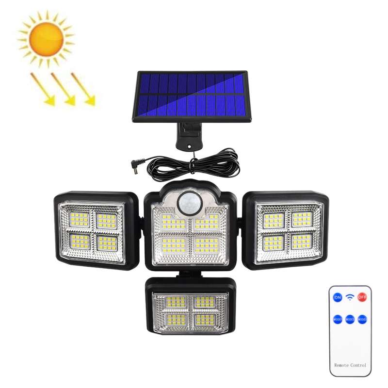 TG-TY085 Solar 4-Head Rotatable Wall Light with Remote Control Body Sensing Outdoor Waterproof Garde