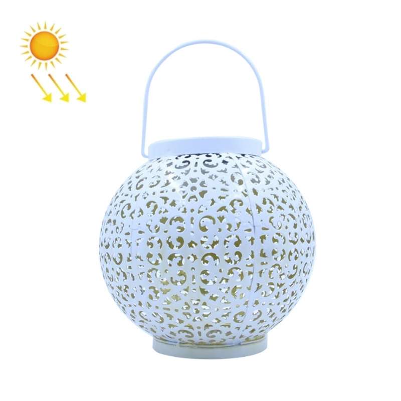 Outdoor Garden Decoration LED Solar Wrought Iron Hollow Ball Shape Portable Lamp(Blue)