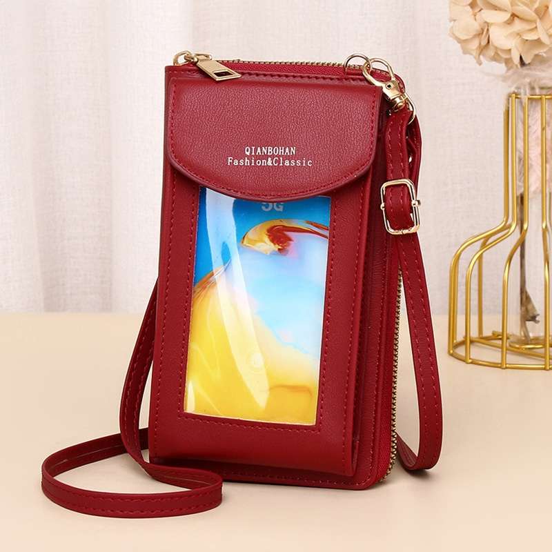 JLF012 Touch Screen Mobile Phone Bag Women Messenger Shoulder Bag(Brown)