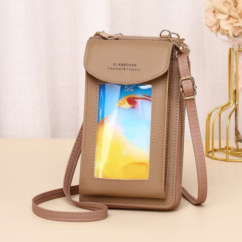 JLF012 Touch Screen Mobile Phone Bag Women Messenger Shoulder Bag(Brown)