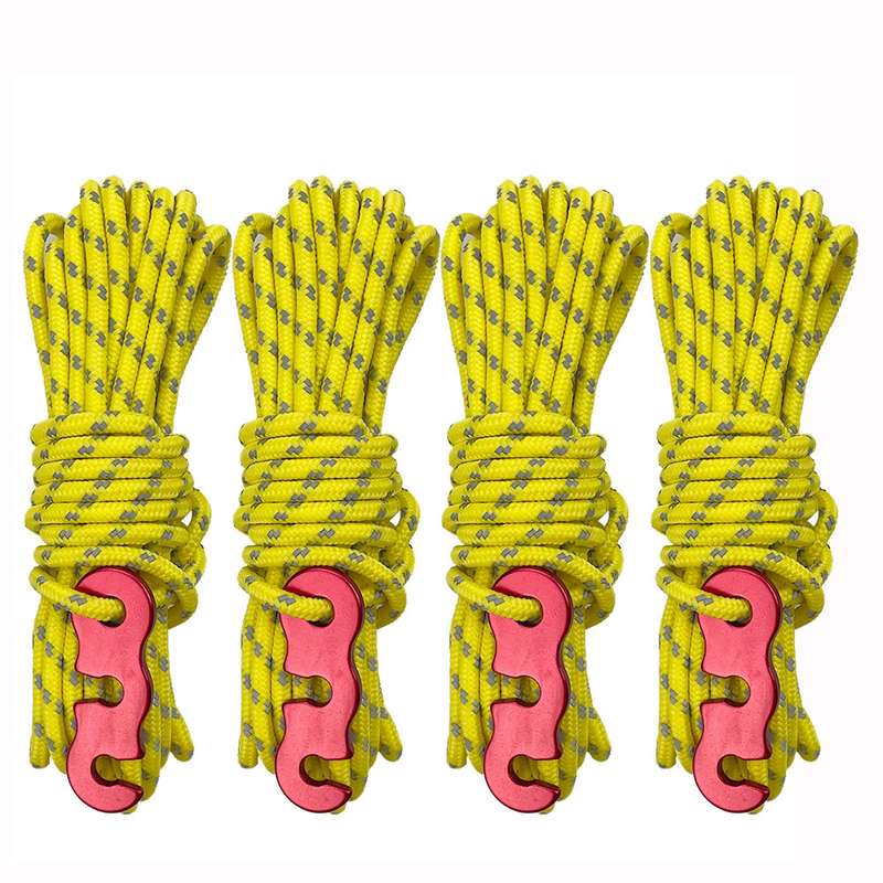 4m x 4 Rolls Outdoor Camping Tent Canopy Wind Rope Luminous Multi-Function Wind Rope Buckle Tent Fix