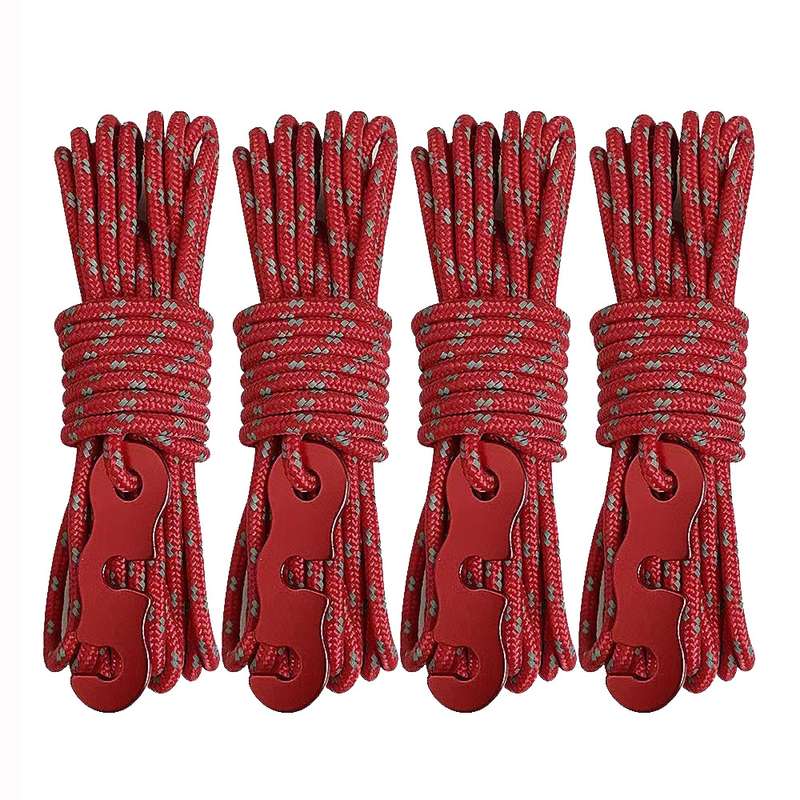 4m x 4 Rolls Outdoor Camping Tent Canopy Wind Rope Luminous Multi-Function Wind Rope Buckle Tent Fix