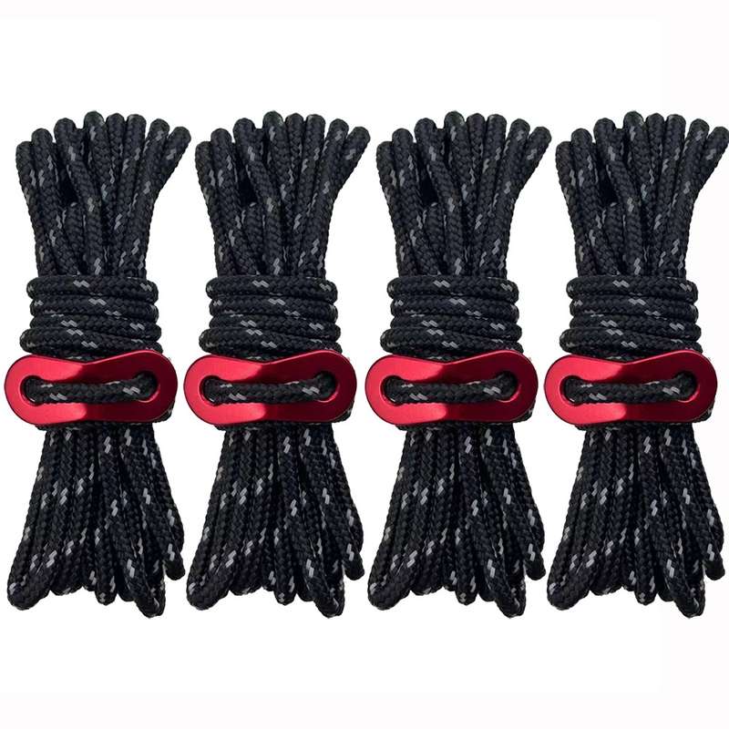 4m x 4 Rolls Outdoor Camping Tent Canopy Wind Rope Luminous Multi-Function Wind Rope Buckle Tent Fix