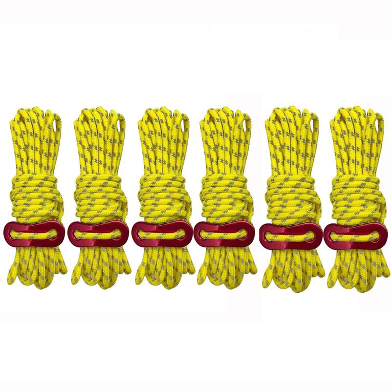 4m x 6 Rolls Outdoor Camping Tent Canopy Wind Rope Luminous Multi-Function Wind Rope Buckle Tent Fix