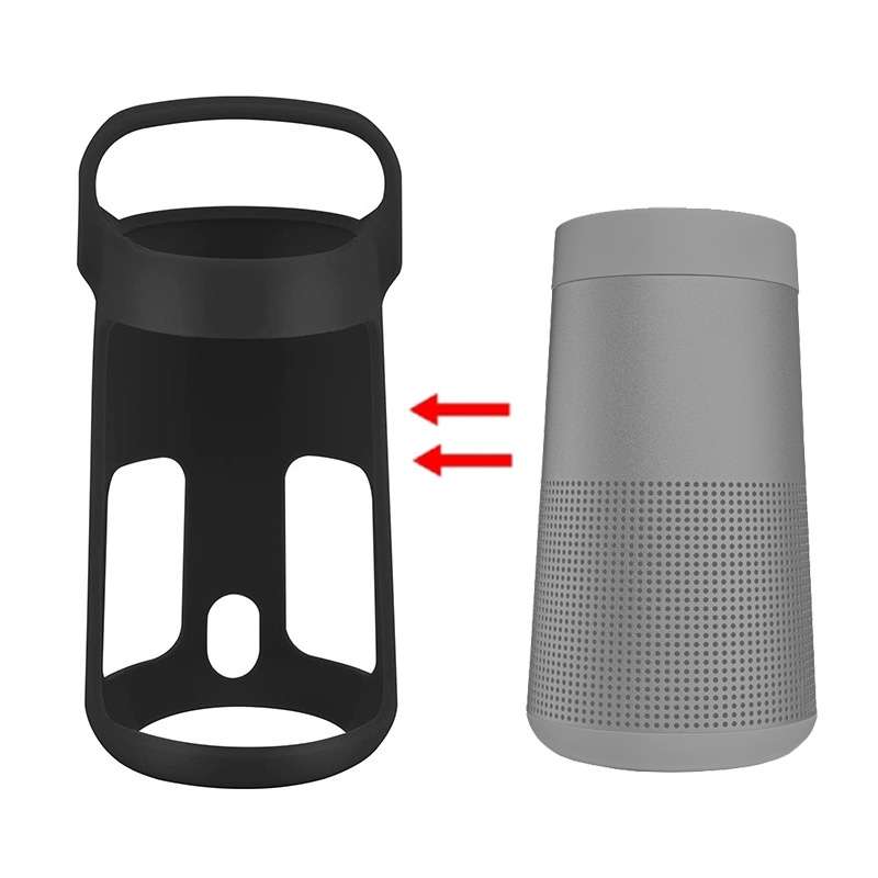For Bose SoundLink Revolve Bluetooth Speaker Silicone Protective Cover Portable Carrying Bag(Black)