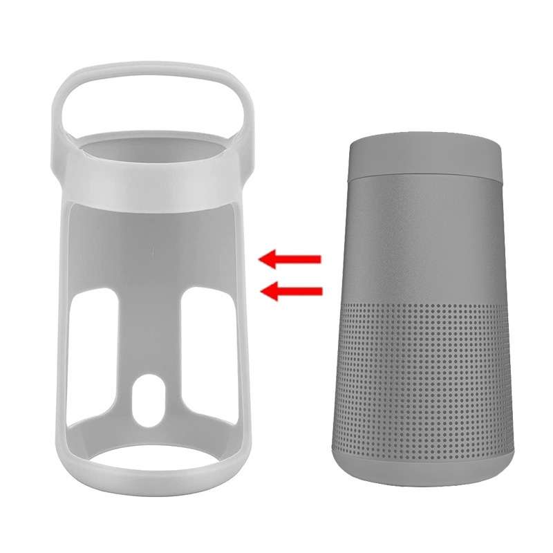 For Bose SoundLink Revolve Bluetooth Speaker Silicone Protective Cover Portable Carrying Bag(Black)