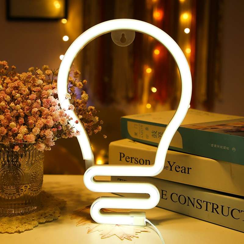 Bulb Neon Light Battery USB Dual-Power LED Decorative Modeling Lamp(Warm Light)
