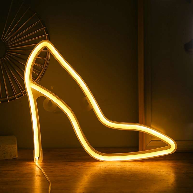 LED High Heels Neon Modeling Lights Bar Cafe Decoration Lights Lights(Blue Light)