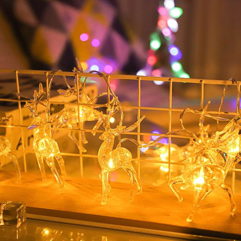 Christmas Elk String Lights Holiday Decoration, Spec: 1.5m 10 LEDs Battery Box(Colorful Light)