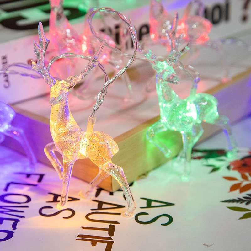 Christmas Elk String Lights Holiday Decoration, Spec: 1.5m 10 LEDs Battery Box(Colorful Light)