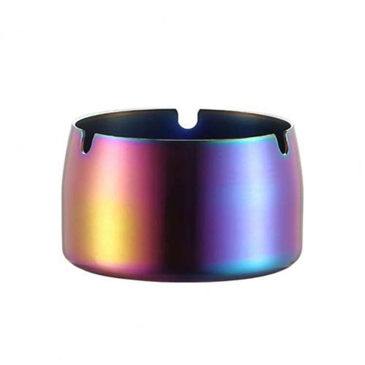 Thickened Stainless Steel Ashtray Windproof And Drop-Proof Ashtray, Specification: Small(Gold)